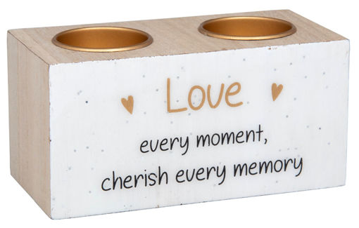 Picture of GLITTER WORDS DOUBLE CANDLE HOLDER